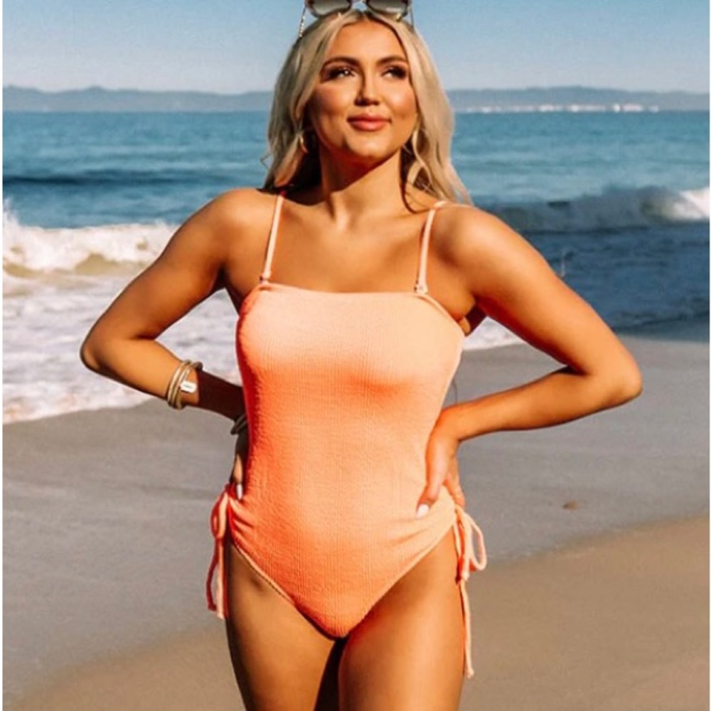 Bright Coral One Piece Bathing Suit Sz M